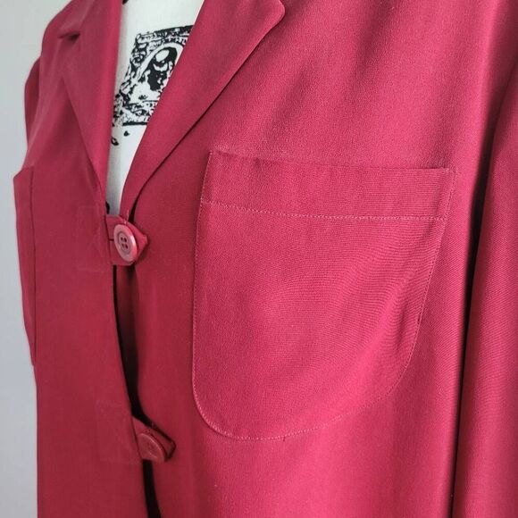 VTG 100% silk red blazer jacket size 12 office business old money quiet luxury - Picture 4 of 11